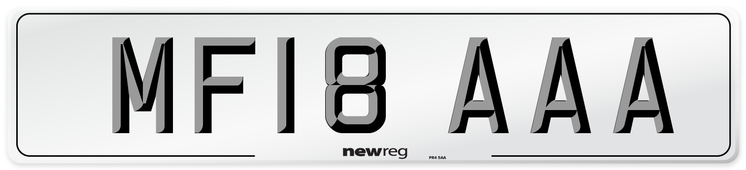 MF18 AAA Number Plate from New Reg